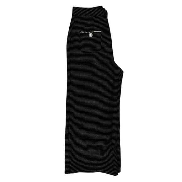 NEW Cider Women's Wide Leg‎ Pants Black W/ Metallic Striping Medium Cropped NWT - Picture 7 of 13